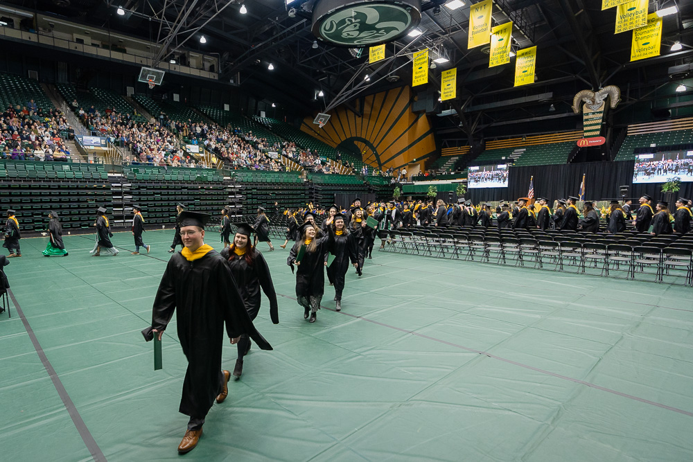 Graduates walking out in Moby