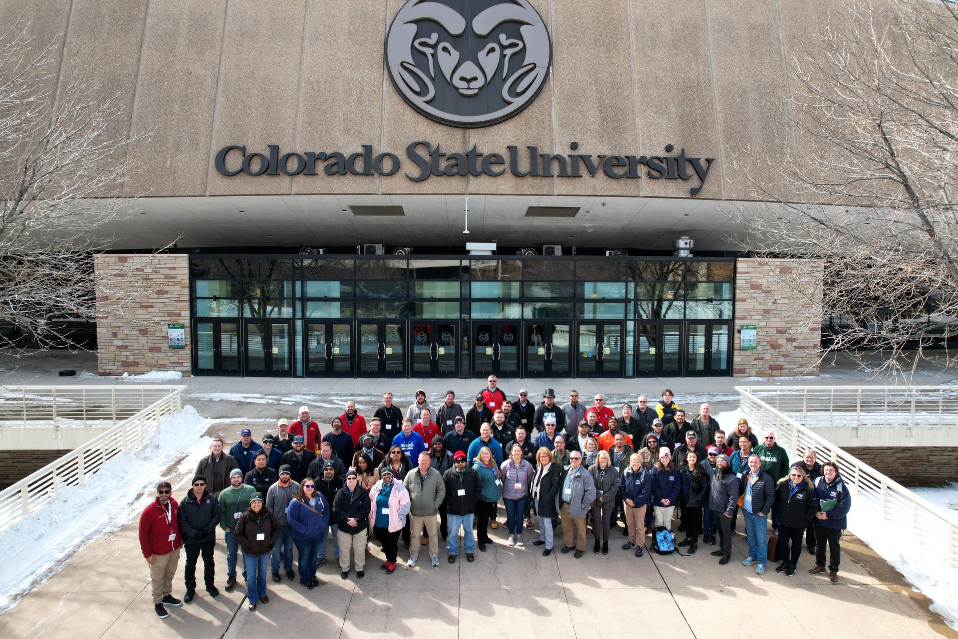 Conference attendees in front of Moby