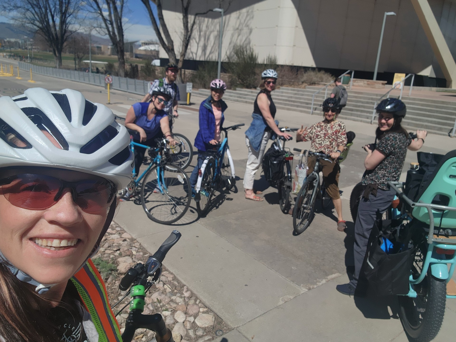 CSU employees on bikes