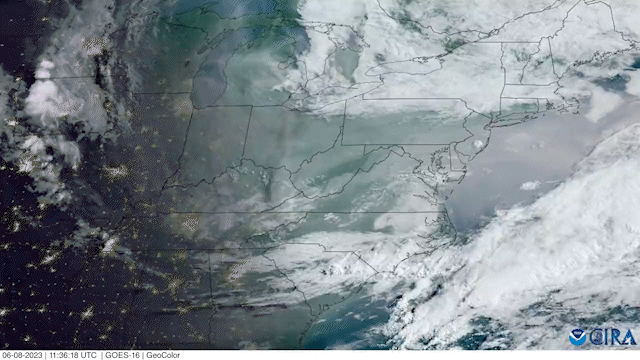 GIF of lingering smoke over the eastern U.S.