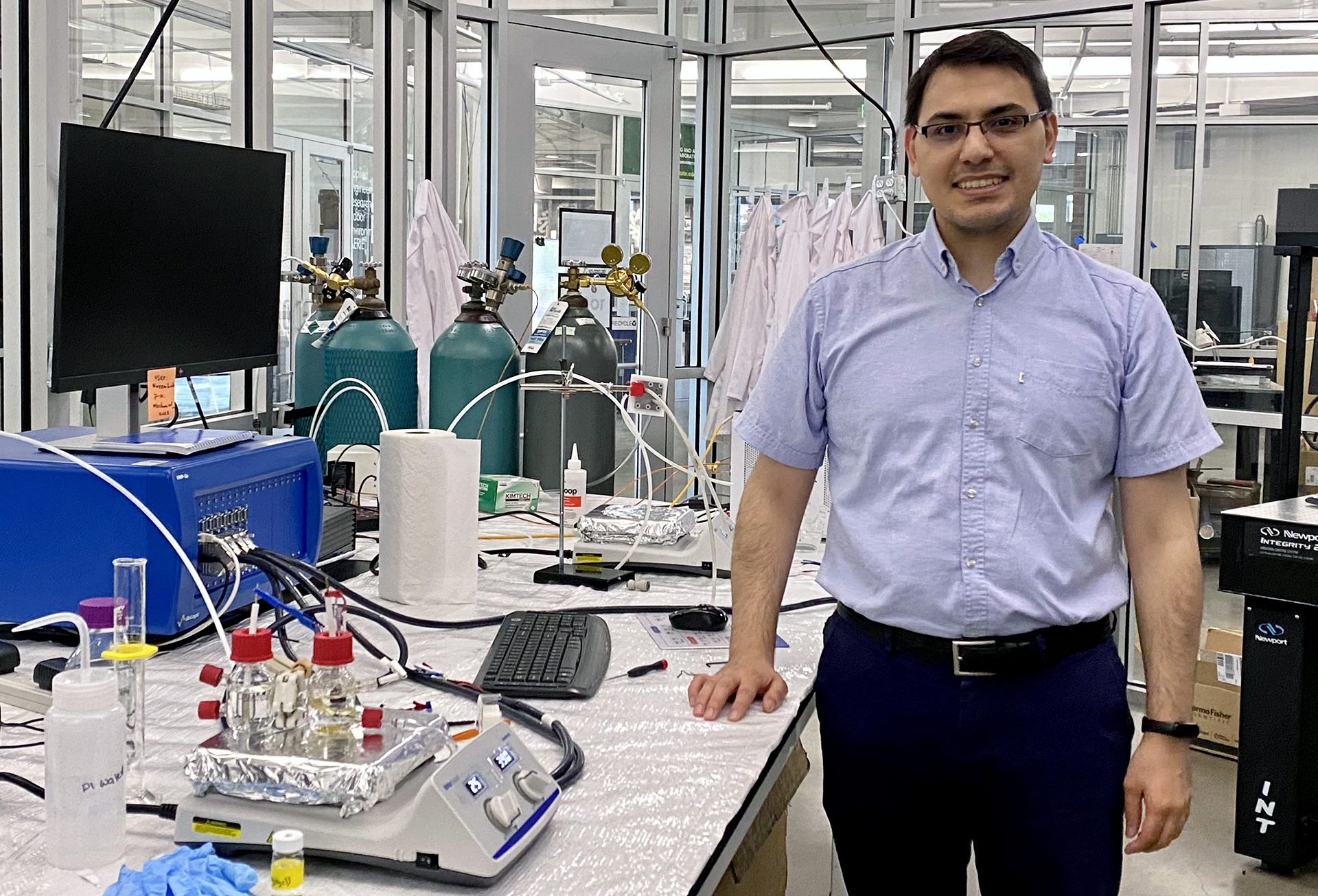 CSU faculty member Reza Nazemi poses in his lab at the Powerhouse campus.