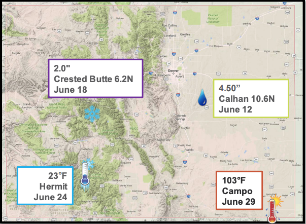 Colorado weather extremes for June 2023
