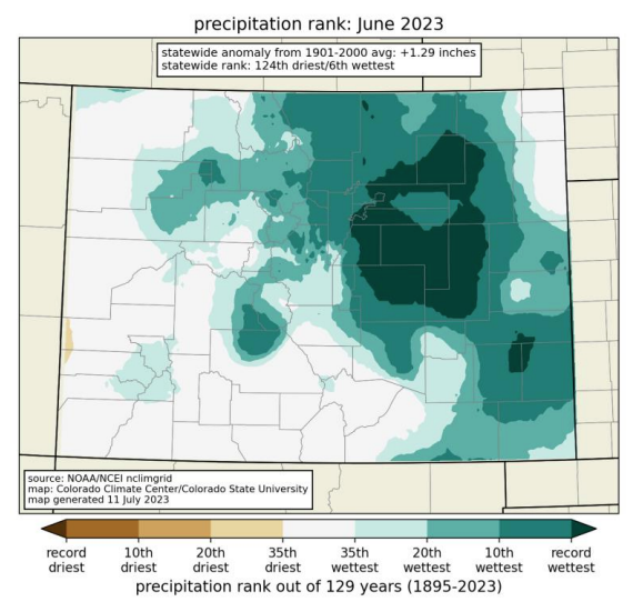 This map shows how swaths of Eastern Colorado experienced their rainiest month ever