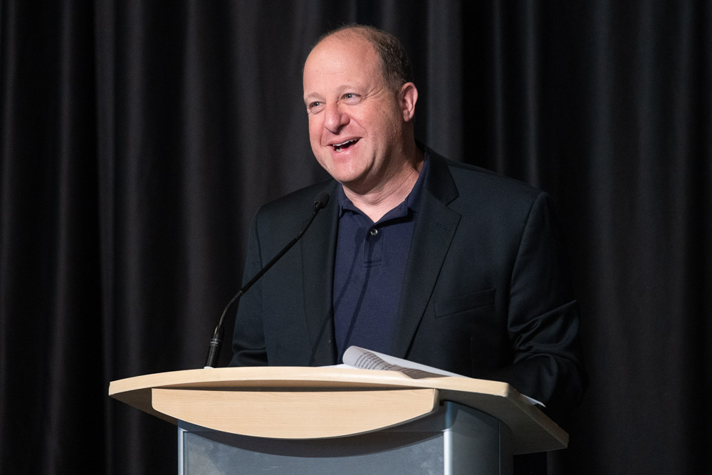 Colorado Gov. Jared Polis speaks briefly June 1 at Colorado State University during the Pathways: Human Dimensions of Wildlife conference. June 1, 2023