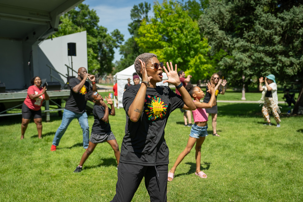 The Sunday Fort Collins Juneteenth Freedom Day events incluide the MoWell Dance Class, Dad Joke Open Mic and a praise and celebration gospel performance by Tarell Martin and the Colorado Mass Choir on the Colorado State Universty campus, June 18, 2023.