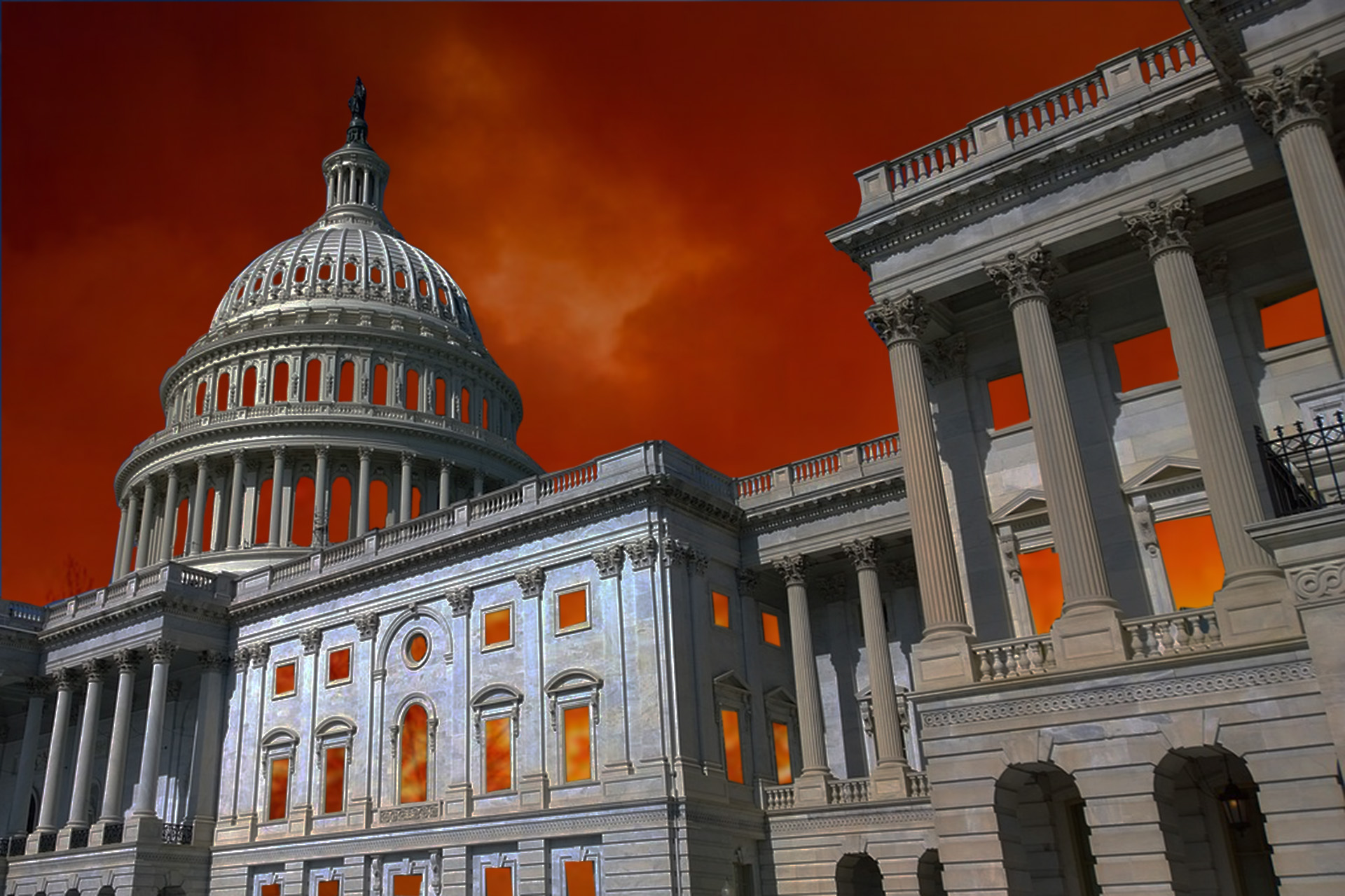 Us Capitol On Fire