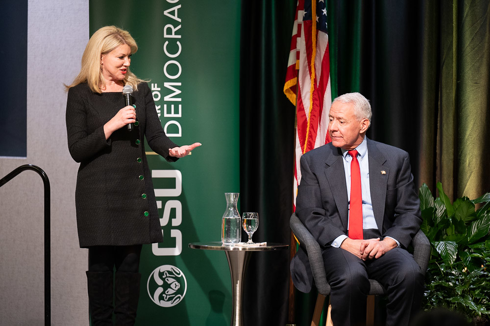 CSU President Amy Parsons discussed the future of democracy with Rep. Ken Buck