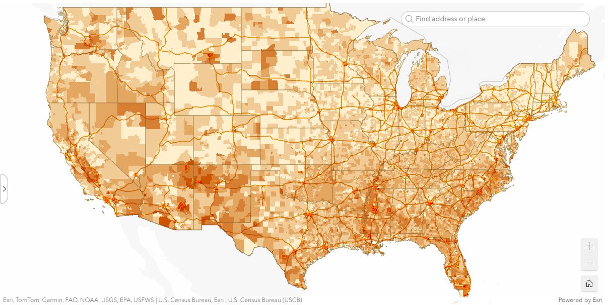 Map of book deserts in the U.S.